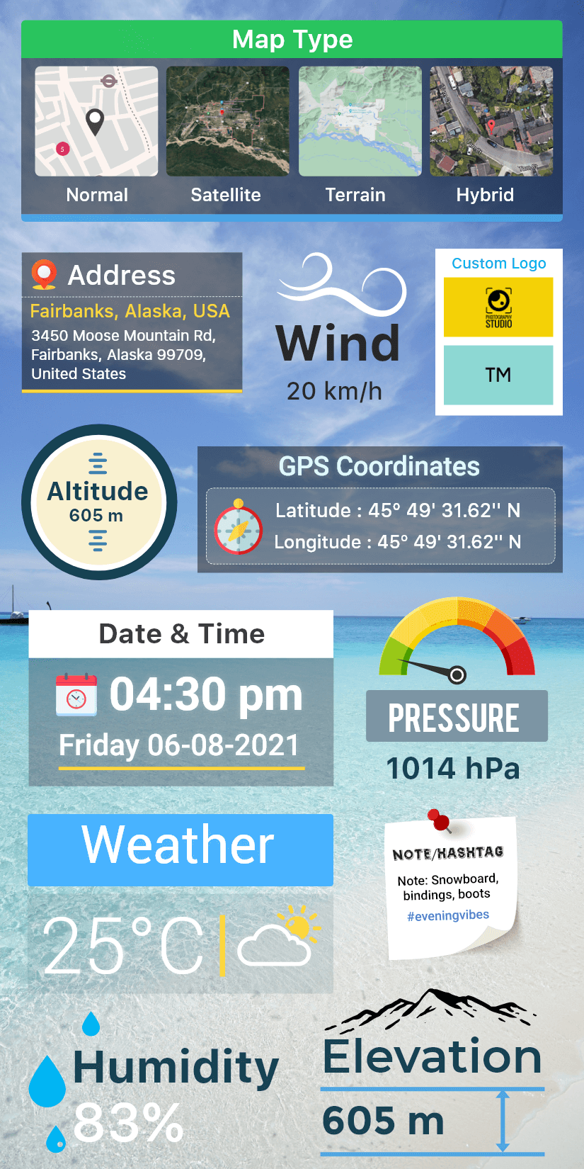 Vista previa de la app GPS Map Camera 5
