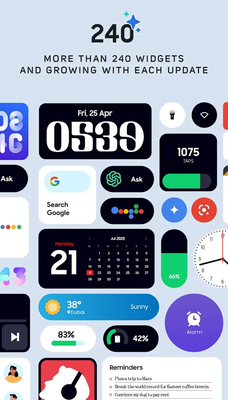 Captura de tela One UI Widgets 4