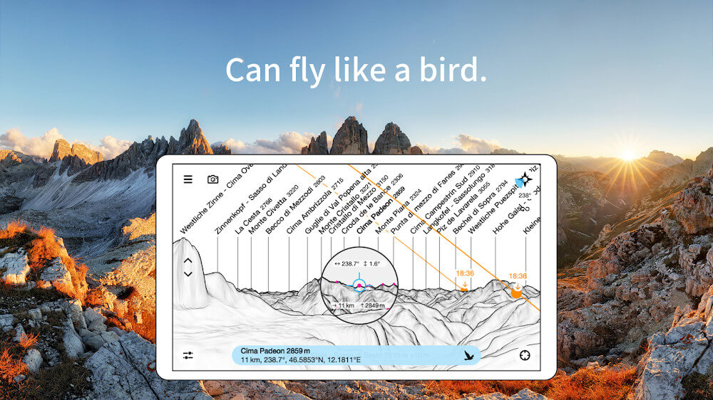 Vista previa de la aplicación PeakFinder 5
