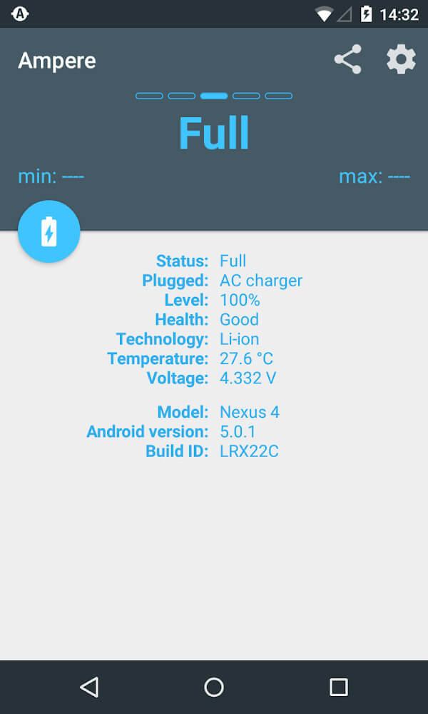 Captura de pantalla de la aplicación Ampere 5
