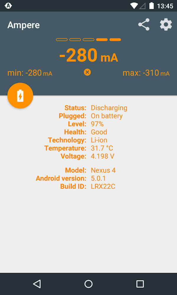 Captura de pantalla de la aplicación Ampere 4