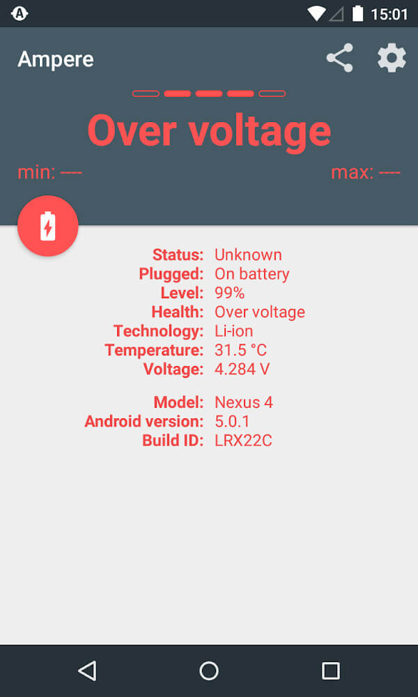 Captura de pantalla de la aplicación Ampere 6