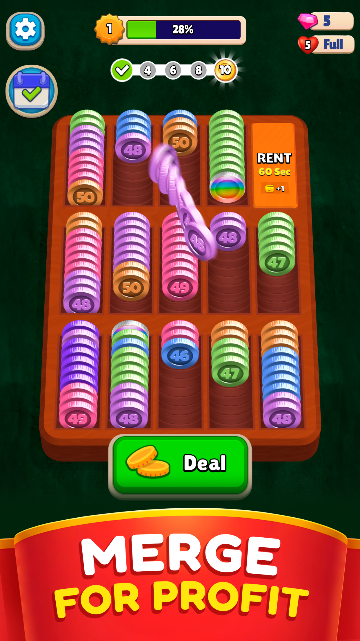 Tangkapan layar 1 Pocket Sort: Coin Merge Puzzle