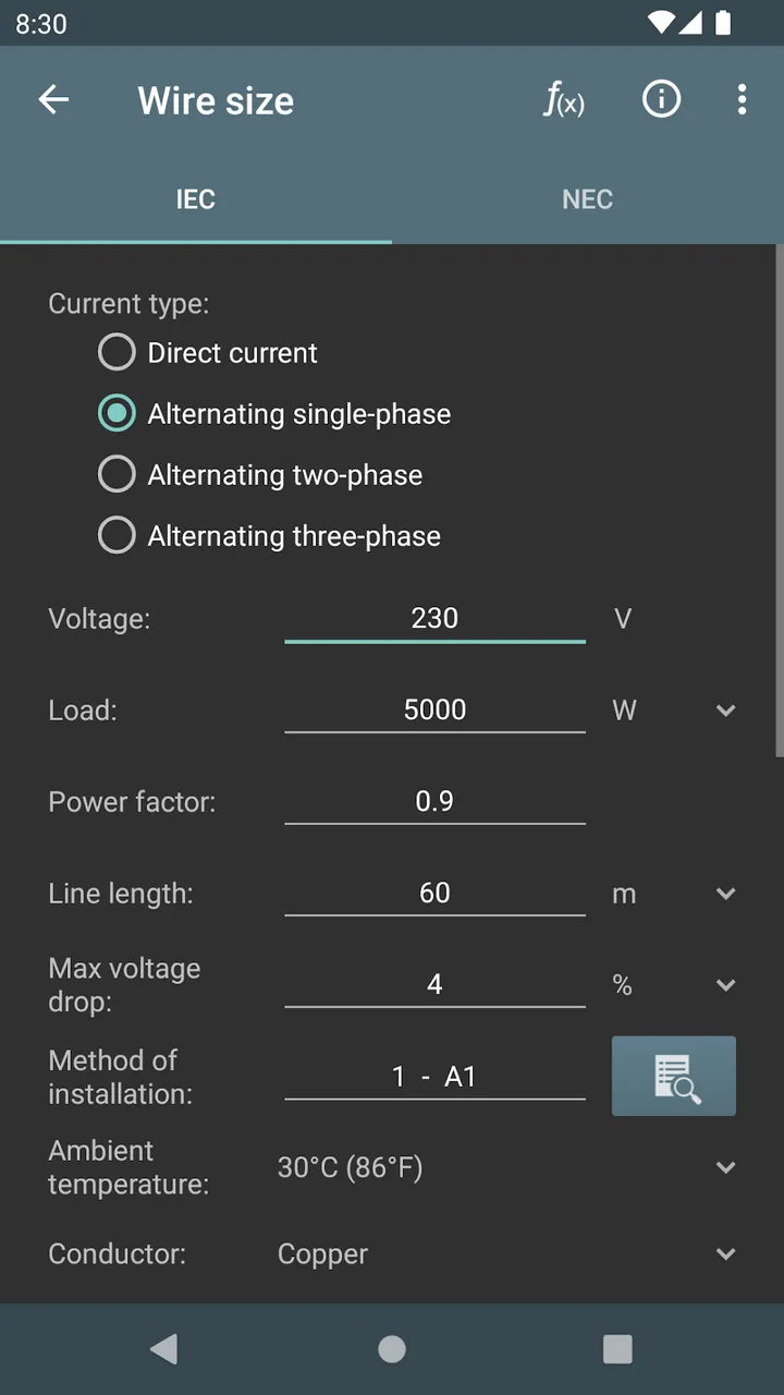 Electrical Calculations preview screenshot 3