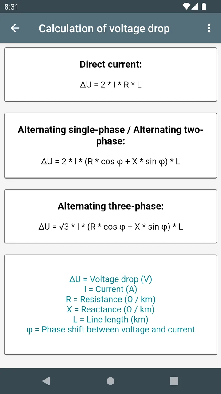 Electrical Calculations preview screenshot 6