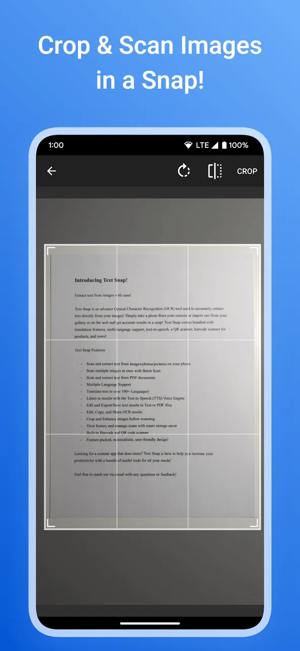 Aperçu de l'application Text Snap 3