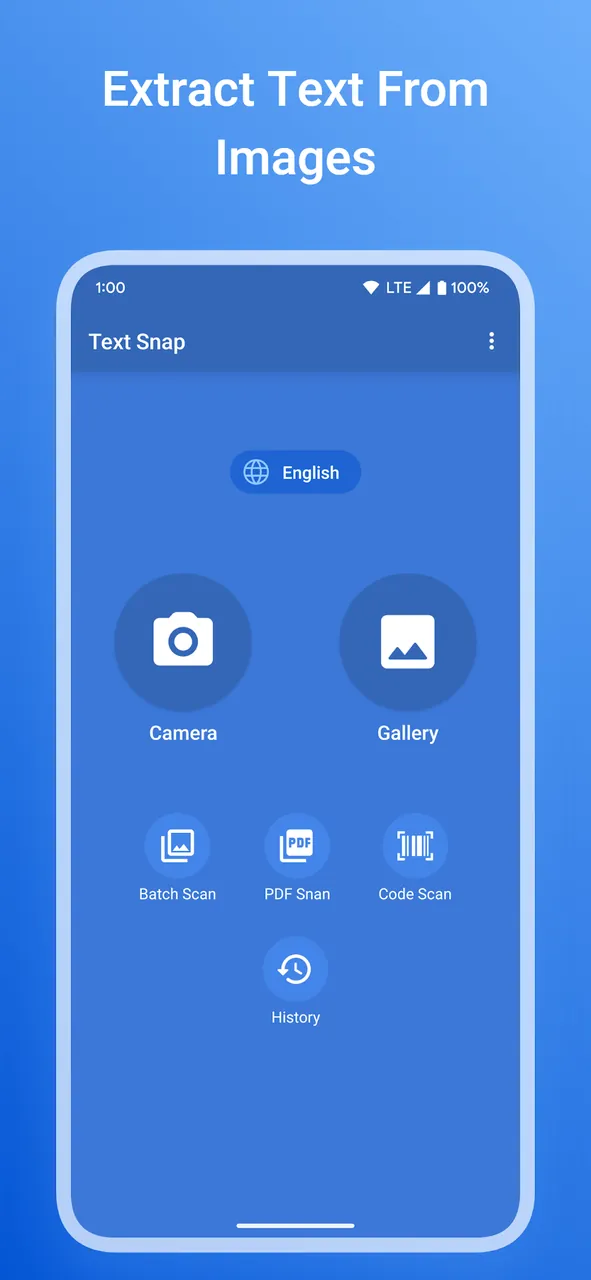 Aperçu de l'application Text Snap 2