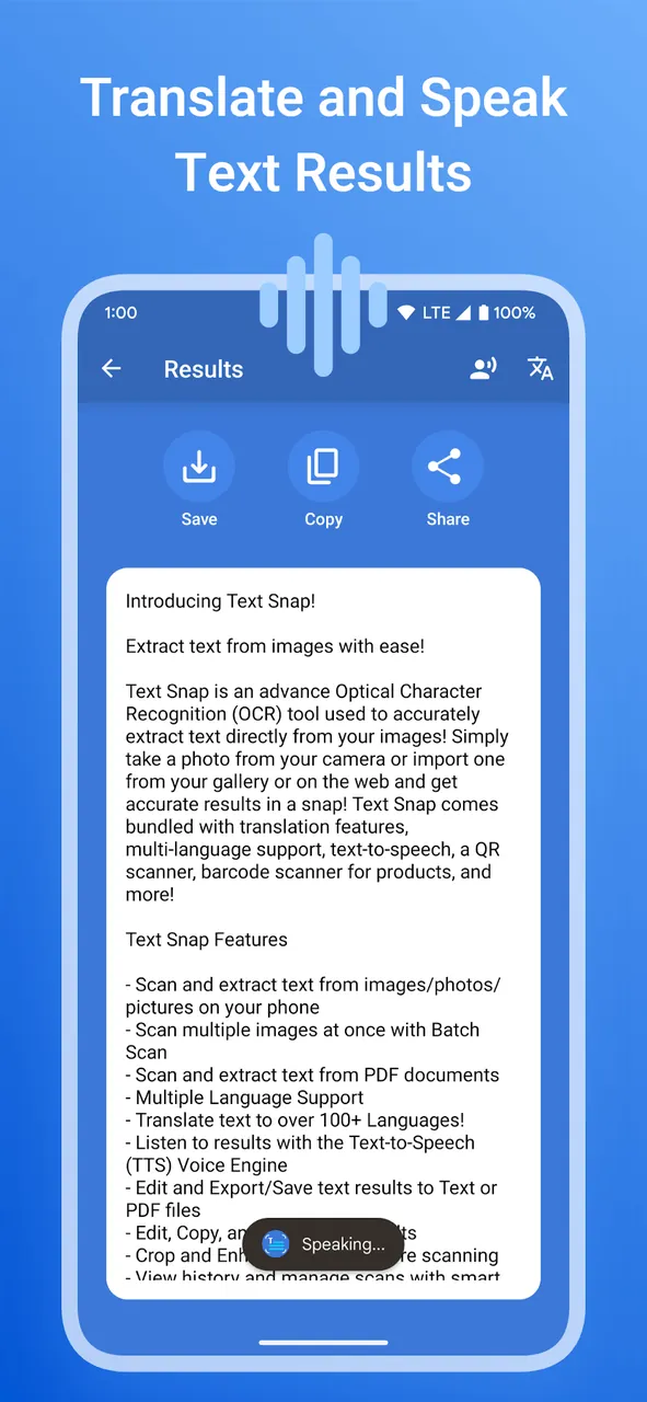 Aperçu de l'application Text Snap 6
