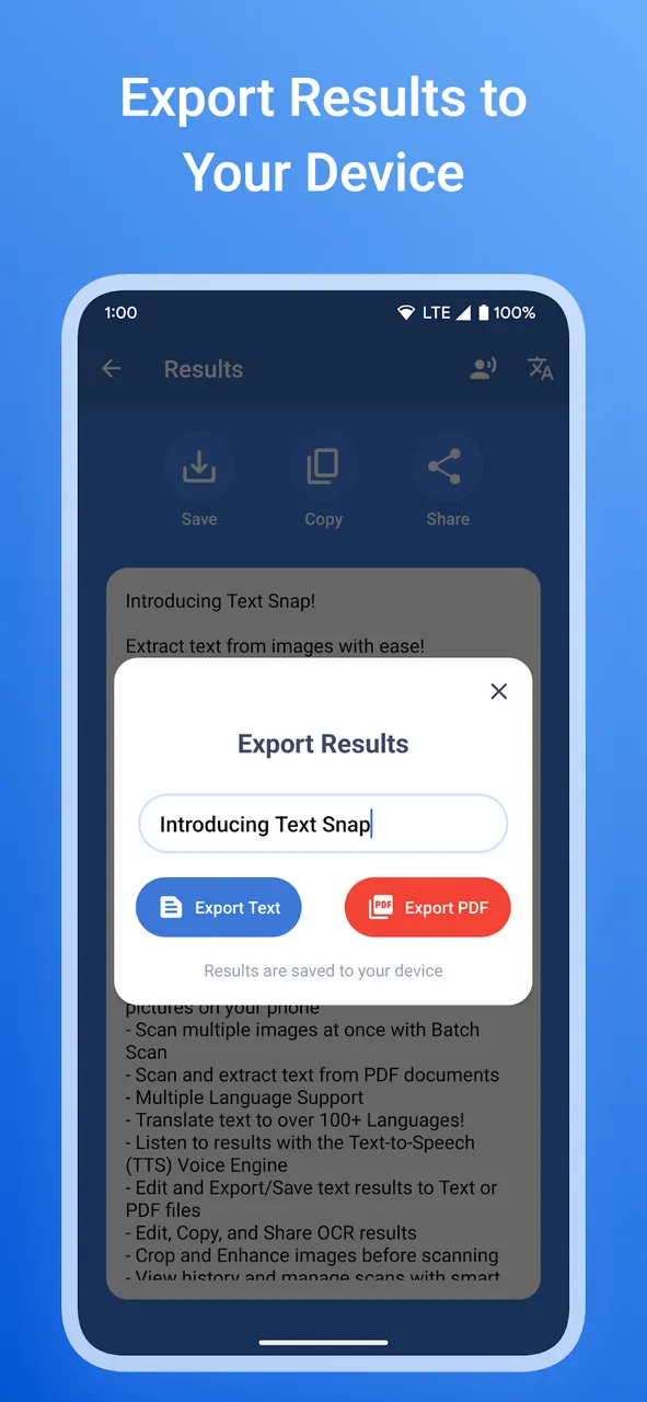 Aperçu de l'application Text Snap 5