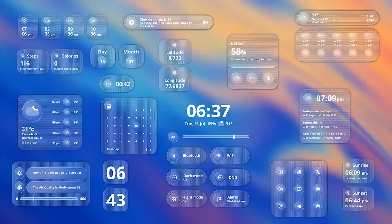 Aperçu 4 de Liquid Glass KWGT Widgets