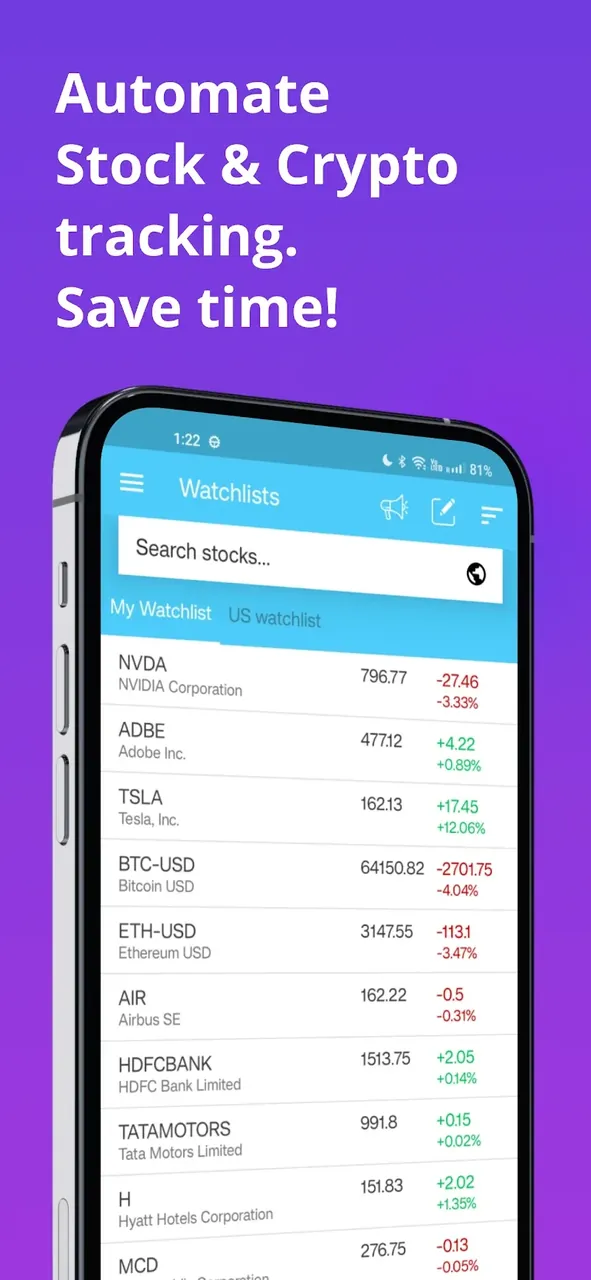 Stock Alerts BG (Alarm/Tracker) capture d'écran 2