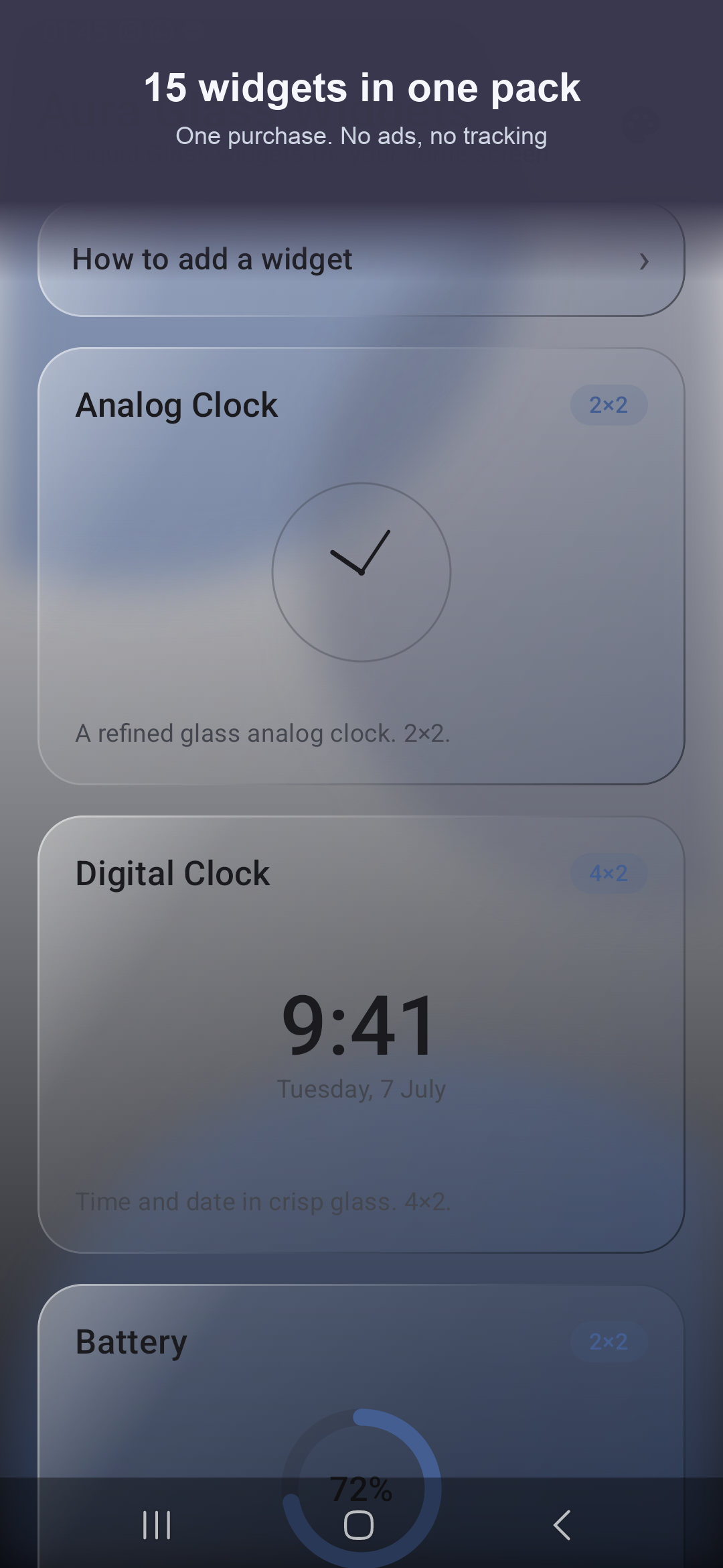 Capture d'écran 2 de Aura Glass Widgets