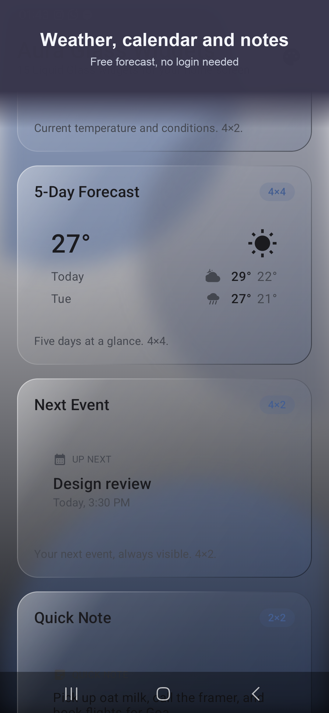Capture d'écran 3 de Aura Glass Widgets