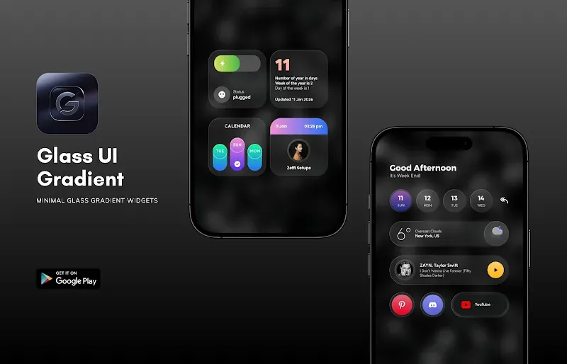 Glass UI Gradient KWGT preview screenshot 3