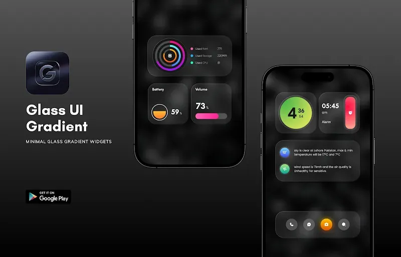 Glass UI Gradient KWGT preview screenshot 5