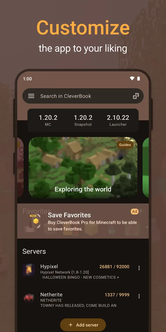 Aperçu de l'application CleverBook pour MC 6