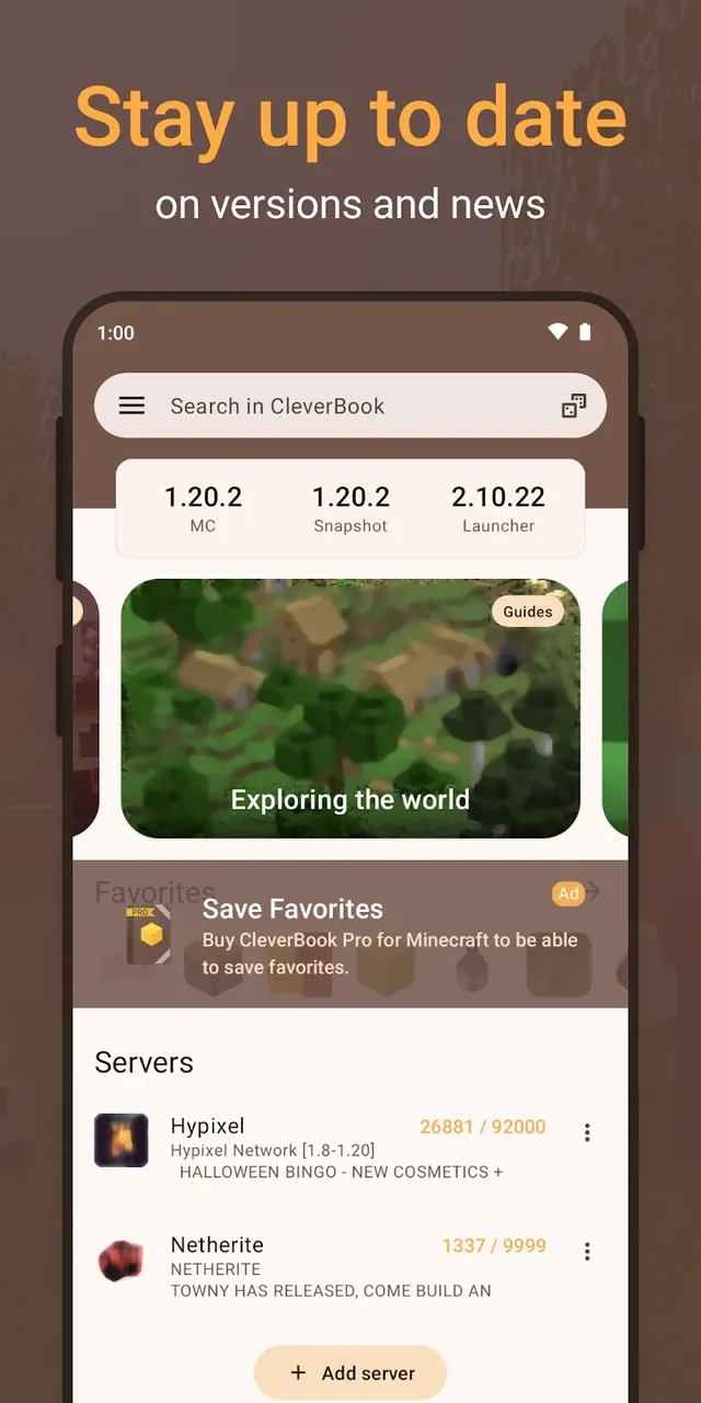 Aperçu de l'application CleverBook pour MC 5
