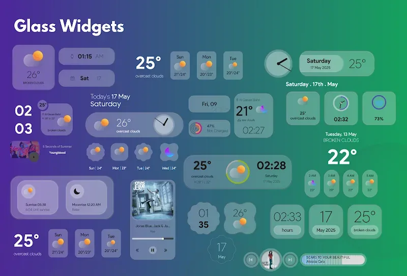 Aperçu de l'application Glass Widgets 2