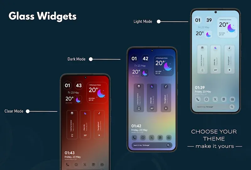 Aperçu de l'application Glass Widgets 3