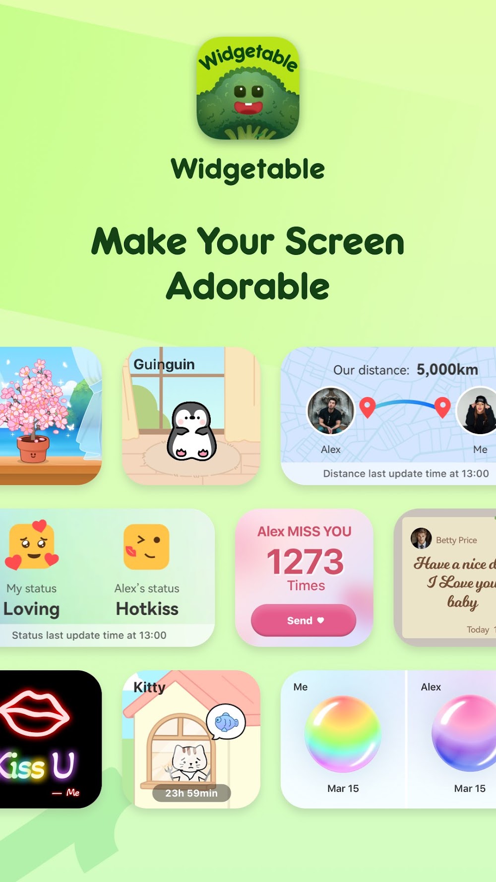 Widgetable: Adorable Screen app preview 2