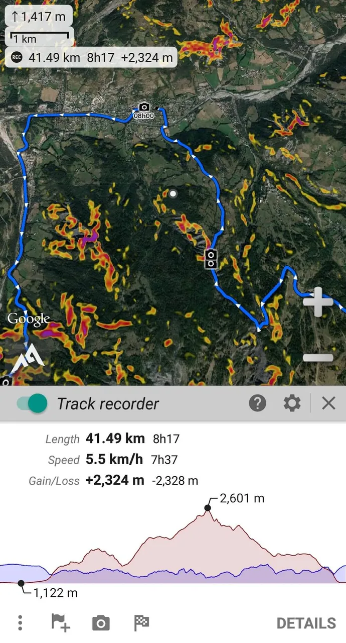 Aperçu de l'application AlpineQuest 6