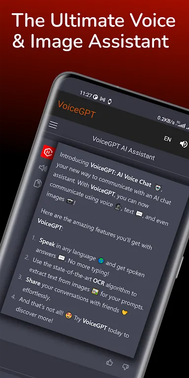 Capture d'écran 4 de l'interface de l'application VoiceGPT