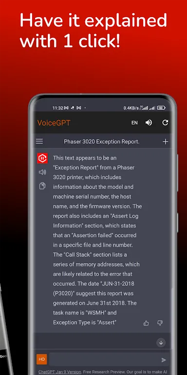 Capture d'écran 3 de l'interface de l'application VoiceGPT