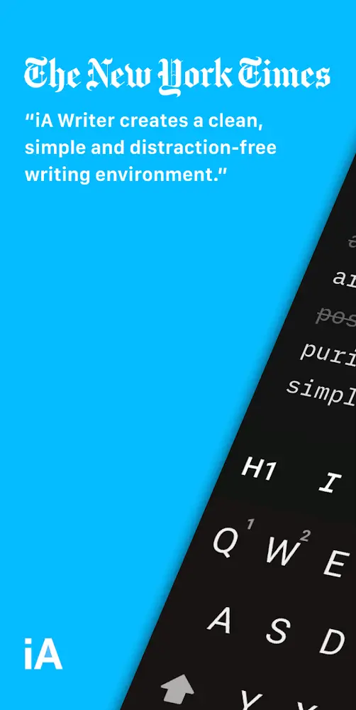 Capture d'écran de l'application iA Writer 2