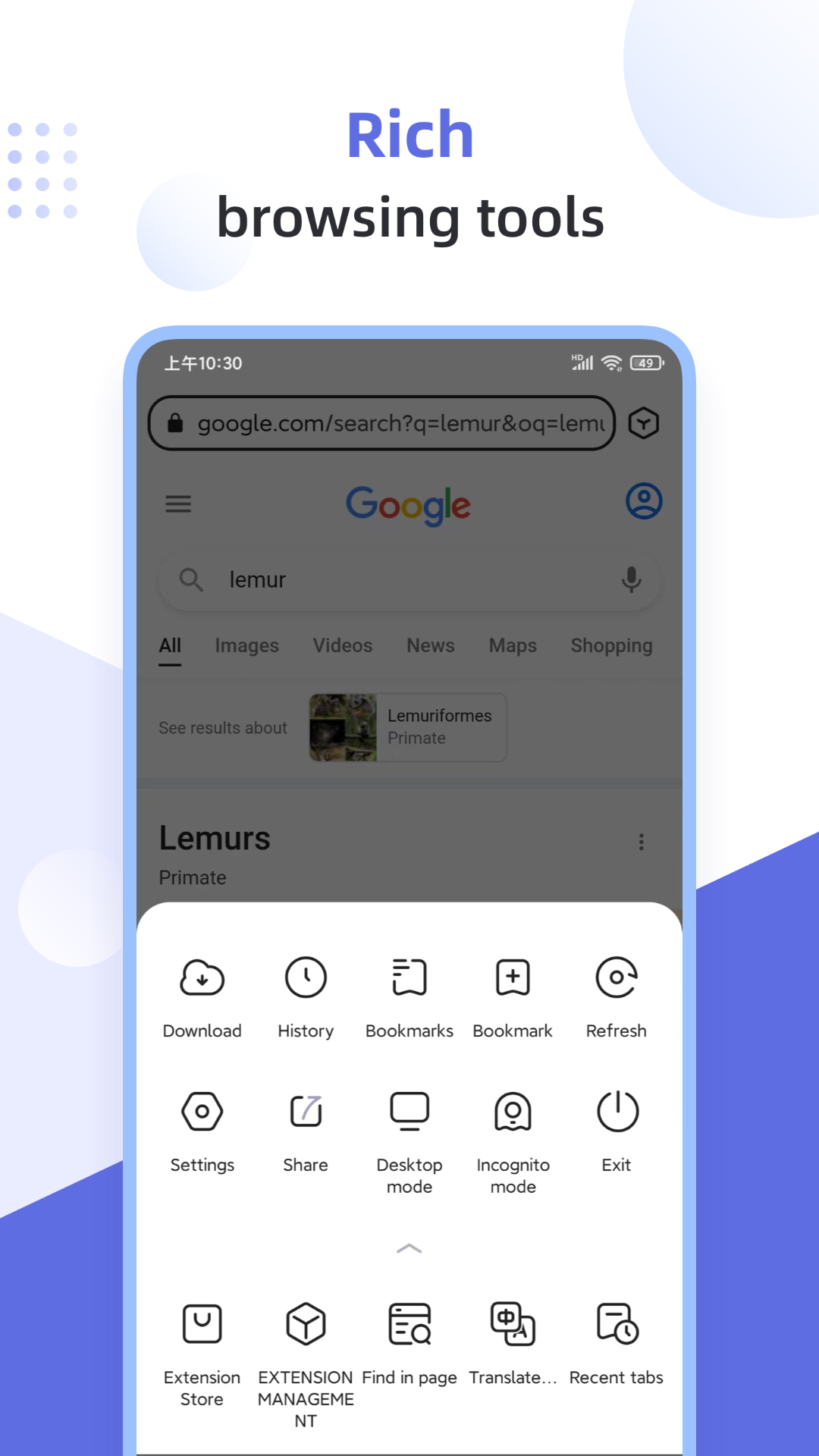 Lemur Browser – Extensions capture d'écran 3
