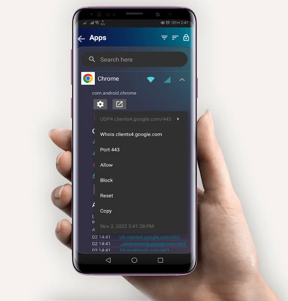 Capture d'écran de l'application InternetGuard 5