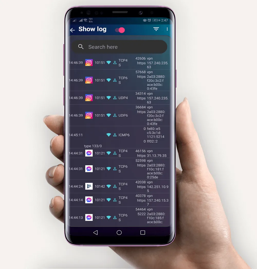 Capture d'écran de l'application InternetGuard 6