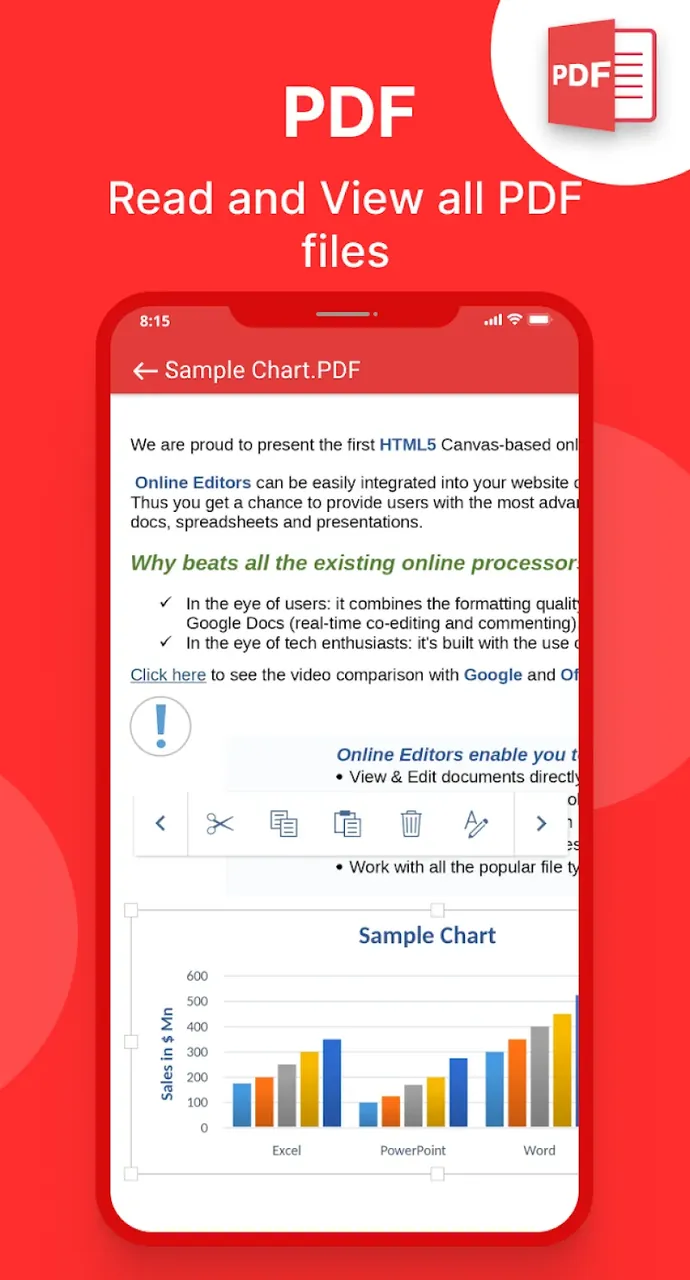 Capture d'écran de l'application Office Reader 3