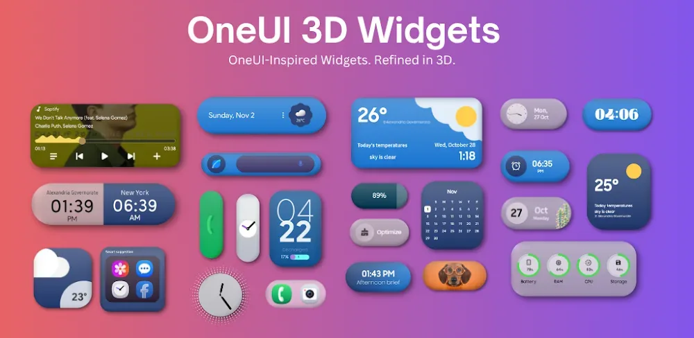 OneUI 3D Widgets capture d'écran 1