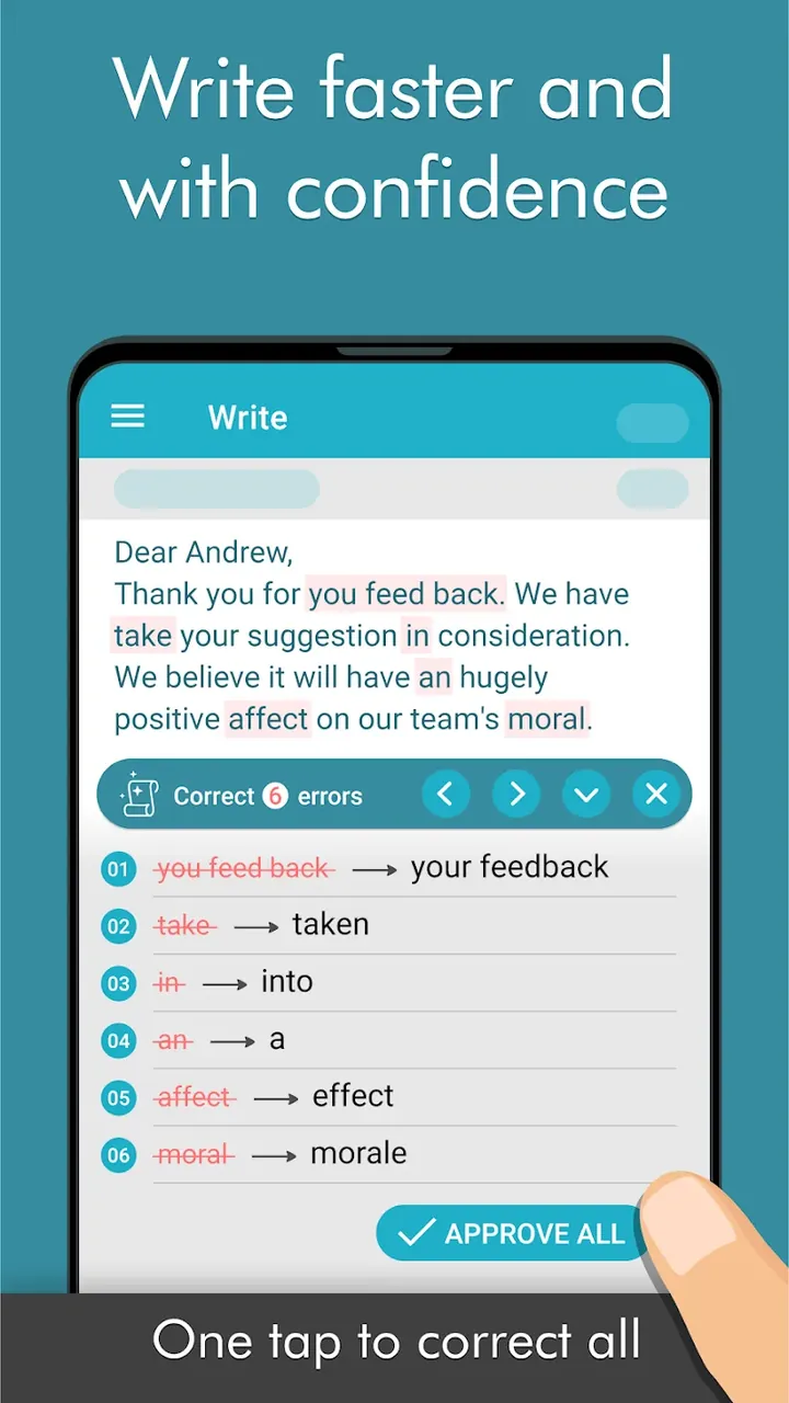 Aperçu 2 de l'application Ginger Writer, Grammar Speller