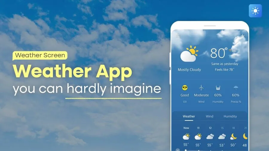 Aperçu de l'application Weather Screen 1