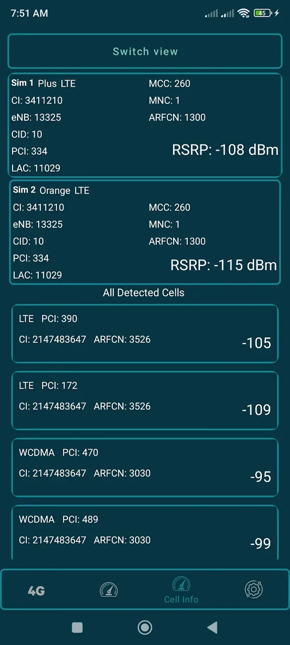 Force LTE Only (4G/5G) aperçu de l'application 4