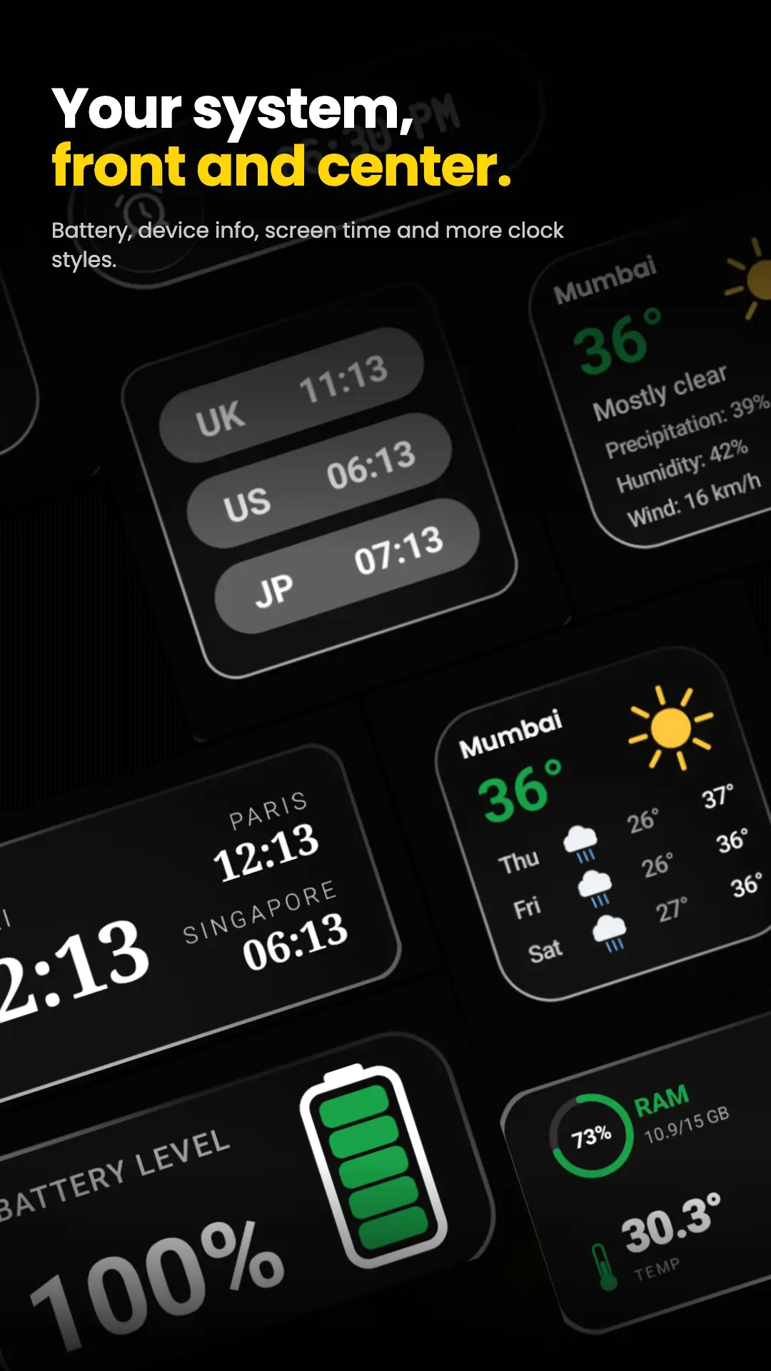 Capture d'écran Glass Widgets: Clock, Weather 5