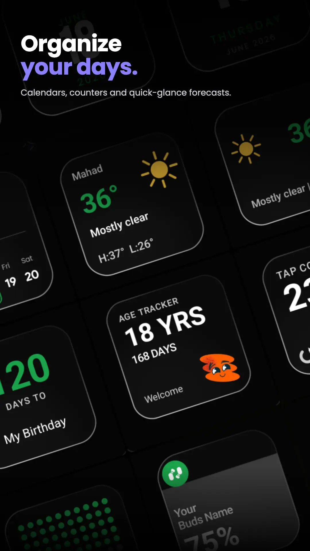 Capture d'écran Glass Widgets: Clock, Weather 2