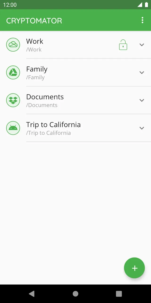 Capture d'écran de l'application Cryptomator 2