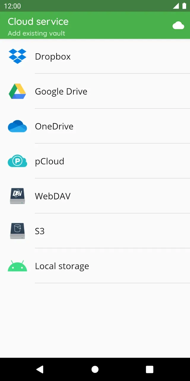 Capture d'écran de l'application Cryptomator 3