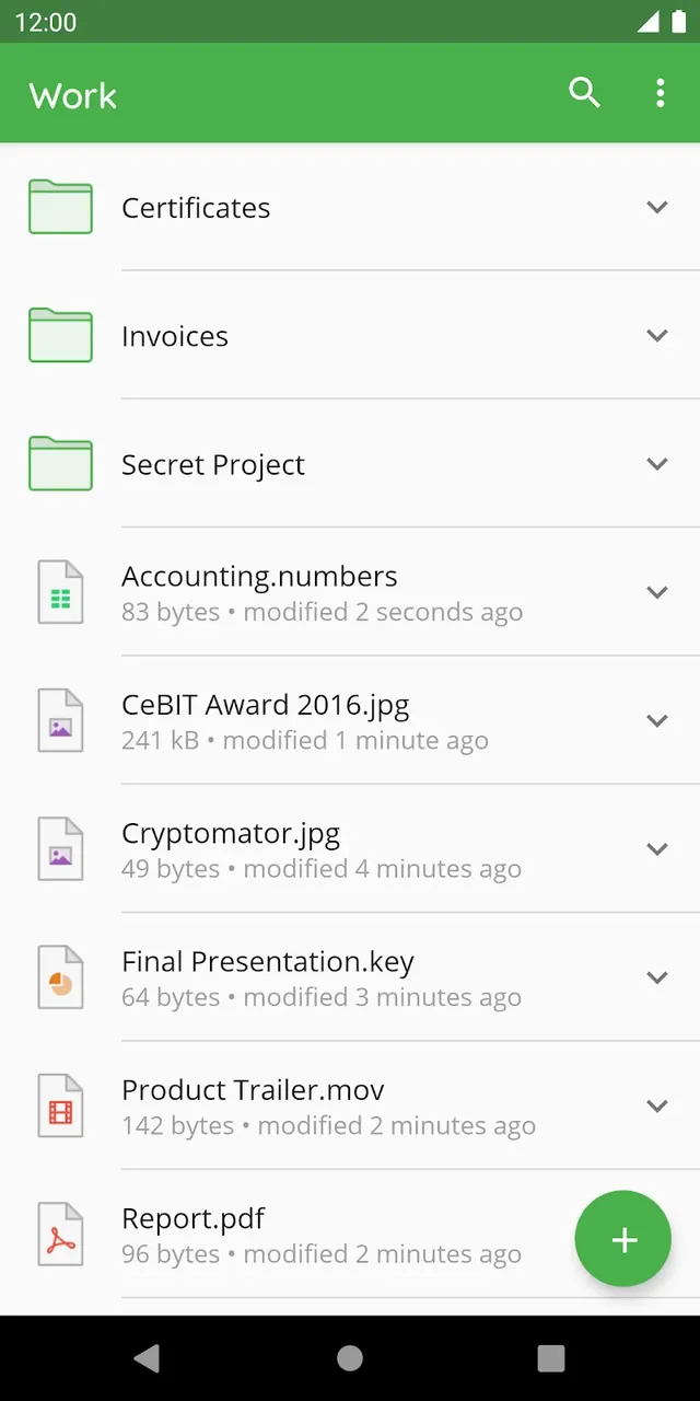 Capture d'écran de l'application Cryptomator 6