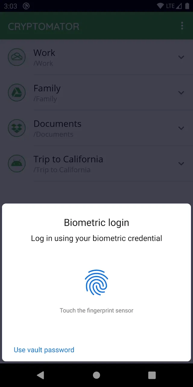 Capture d'écran de l'application Cryptomator 5
