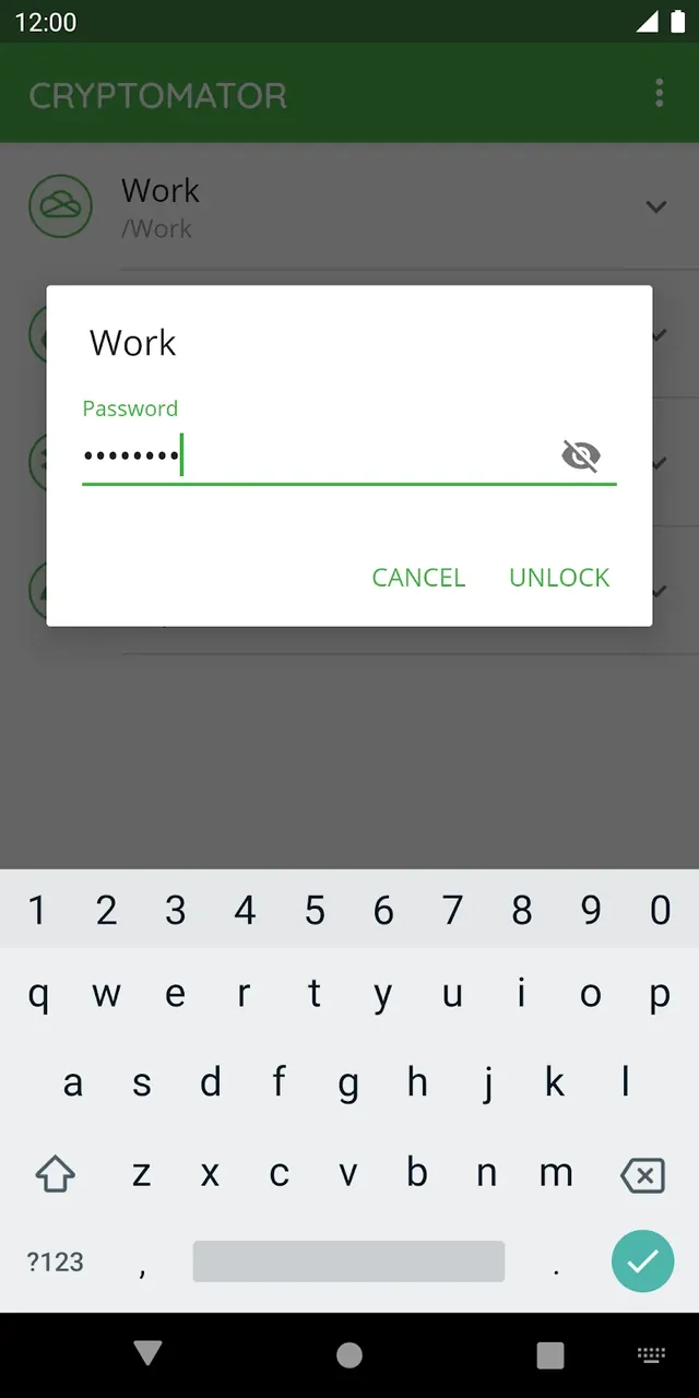 Capture d'écran de l'application Cryptomator 4