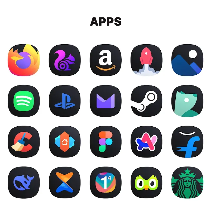 Aperçu de l'application One UI Dark IconPack 5