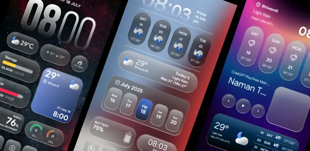 Capture d'écran OneUI 7 Glass KWGT 1
