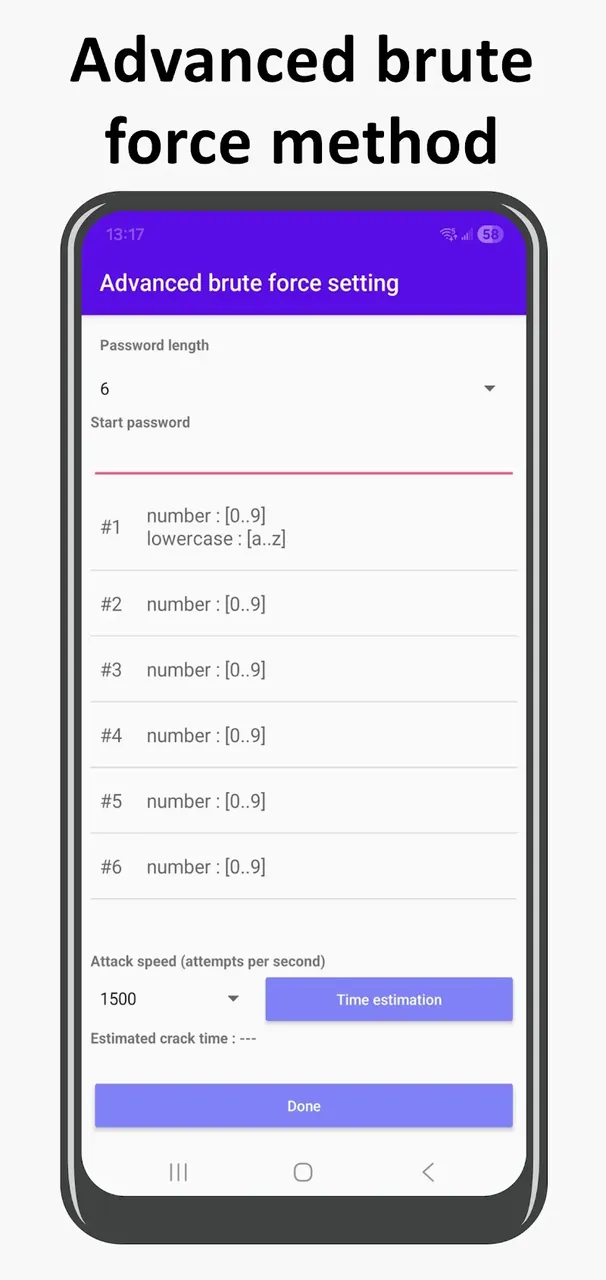 Capture d'écran de l'application ZIP Password Recovery 5