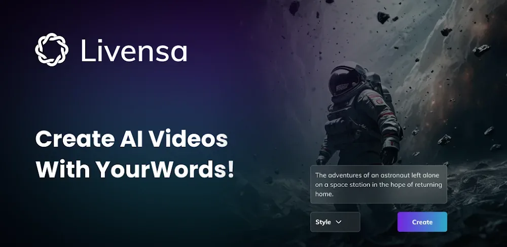 Livensa AI Effect Video Maker aperçu de l'application 1