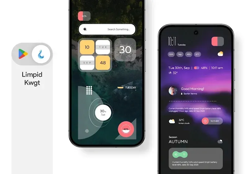 Aperçu de l'interface Limpid Kwgt 2