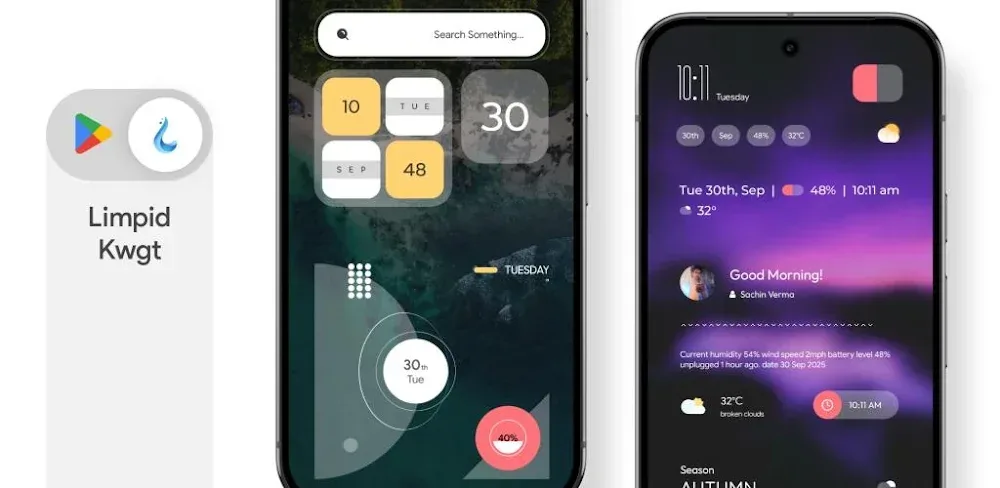 Aperçu de l'interface Limpid Kwgt 1