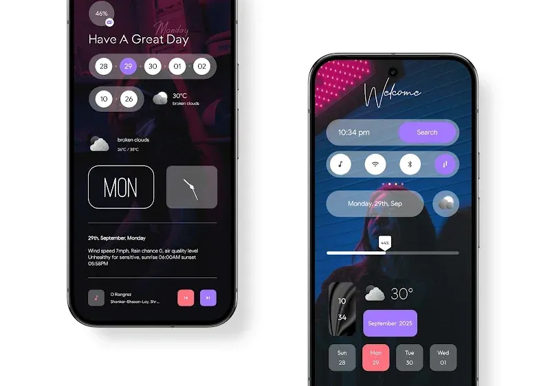 Aperçu de l'interface Limpid Kwgt 5